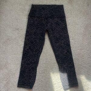 Lululemon Athletica Black and Pink Marble Leggings